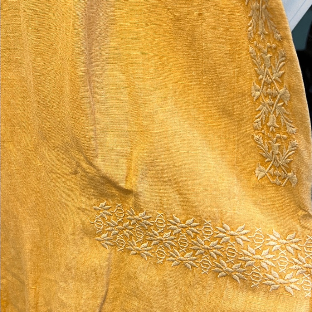 Anthropologie Yellow Wide Leg Pants - Picture 2 of 9